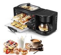Breakfast Station 3-In-1 Electric Multifunctional Machine with 1.2L Cooking Pot, 9L Baking Area, and Coffee Maker for Kitchenettes