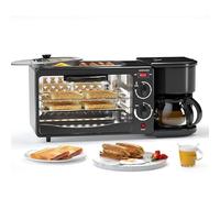 Breakfast Station with Coffee Machine and Oven, 3-in-1 Multifunctional Breakfast Maker, Temperature Control and Timing Frying Pan for All-Day Breakfast