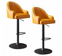 Breakfast Stools for Kitchen Island Counter Swivel Gas Lift Chairs Metal Barstools with Black Footrest and Base PU Leather Height Adjustable