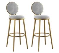 Breakfast Stools Set of 2, Round Velvet Seat Perching High Stool with Backrest Breakfast Counter Stool Dining Chairs 65cm/75cm