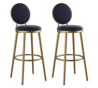 Breakfast Stools Set of 2, Round Velvet Seat Perching High Stool with Backrest Breakfast Counter Stool Dining Chairs 65cm/75cm