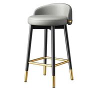 Breakfast Stools with Backrest Kitchen High Stools with Gold Metal Footrest Round Seat Counter Chair for Living Room, 65cm