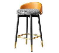 Breakfast Stools with Backrest Kitchen High Stools with Gold Metal Footrest Round Seat Counter Chair for Living Room, 75cm