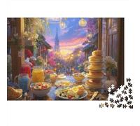 Breakfast Table Pancakes 1000 Piece Jigsaw Puzzle Paper for Adults Sunset View Puzzle Game for Family Home Decor Gift 38x26cm/1000pcs