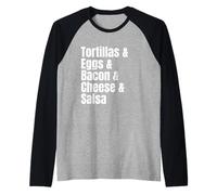 Breakfast Tacos Ingredient List Funny Recipe Raglan Baseball Tee