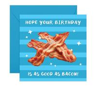 Breakfast Theme Birthday Card - As Good As Bacon - Playful Greetings for Friend Sister Brother Mum Dad Colleague Neighbour Him Her Women Men - Celebration and Good Time -Comes with Stickers