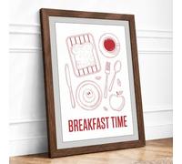 Breakfast Time Minimalist Framed Wall Art Print A1 (84.1×59.4cm) Walnut, Wall Decor for Living Room, Bedroom, Office & Home, Ready to Hang, Art Gift