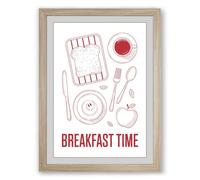 Breakfast Time Minimalist Framed Wall Art Print A2 (59.4×42cm) Oak, Wall Decor for Living Room, Bedroom, Office & Home, Ready to Hang, Art Gift