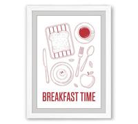 Breakfast Time Minimalist Framed Wall Art Print A2 (59.4×42cm) White, Wall Decor for Living Room, Bedroom, Office & Home, Ready to Hang, Art Gift