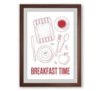 Breakfast Time Minimalist Framed Wall Art Print A4 (29.7×21cm) Walnut, Wall Decor for Living Room, Bedroom, Office & Home, Ready to Hang, Art Gift
