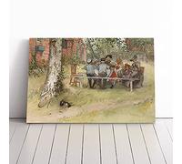 Breakfast Under The Big Birch Tree By Carl Larsson Canvas Print 30x20 Inch | Ready to Hang, Gallery Wrapped, Fade-Resistant Inks, Securely Packaged, UK Made