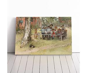 Breakfast Under The Big Birch Tree By Carl Larsson Canvas Print 30x20 Inch | Ready to Hang, Gallery Wrapped, Fade-Resistant Inks, Securely Packaged, UK Made