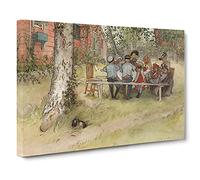 Breakfast Under The Big Birch Tree By Carl Larsson Canvas Print | Gallery Wrapped 30mm Frame Wall Art | 30x20 inches | Ready to Hang | Classic Landscape Picture | Living Room Bedroom Lounge Office
