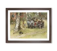 Breakfast Under The Big Birch Tree By Carl Larsson Classic Painting Framed Print | A3 Walnut Framed Wall Art | Ready to Hang | Classic Floral Picture | Living Room Bedroom Lounge Office