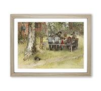 Breakfast Under The Big Birch Tree By Carl Larsson Classic Painting Framed Print | A4 Oak Framed Wall Art | Ready to Hang | Classic Floral Picture | Living Room Bedroom Lounge Office