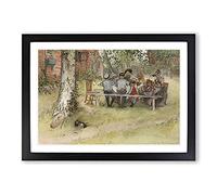 Breakfast Under The Big Birch Tree by Carl Larsson Framed Print | A2 Black Framed Wall Art | Ready to Hang | Modern Floral Picture | Living Room Bedroom Lounge Office