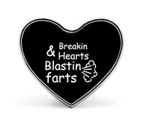 Breakin Hearts Blastin Farts Heart Brooch Pin Lapel Pins Tie Suit Dress Accessories Wedding Birthday for Men Women