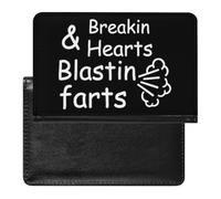 Breakin Hearts Blastin Farts Passport Holder Travel Wallet Case Cover with Card Slot for Women Men