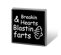 Breakin Hearts Blastin Farts Square Brooch Pin Lapel Pins Tie Suit Dress Accessories Wedding Birthday for Men Women