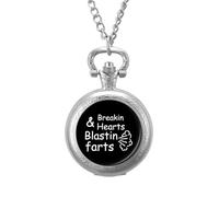 Breakin Hearts Blastin Farts Vintage Pocket Watch with Chain Arabic Numerals Scale Quartz Pocket Watches Gifts for Men Women