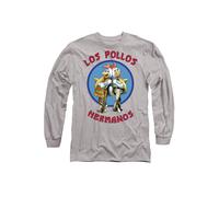 Breaking Bad Los Pollos Hermanos Long Sleeve T-Shirt, Athletic Heather in Grey | Size: Small Breaking Bad Grey S