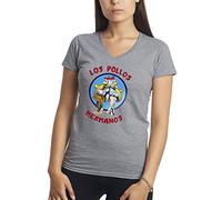 Breaking Bad Los Pollos Hermanos Restaurant Albuquerque Fun Women's V-Neck Grey Shirt Size XL
