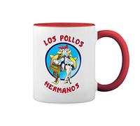 Breaking Bad Los Pollos Hermanos White Coffee Mug with Red Rim & Handle