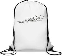 Breaking Chains Into Freedom Flying Birds Gym Sack Casual Drawstring Bag White