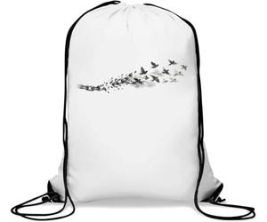 Breaking Chains Into Freedom Flying Birds Gym Sack Casual Drawstring Bag White