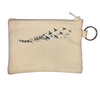 Breaking Chains Into Freedom Flying Birds Key Chain Coin Purse Beige
