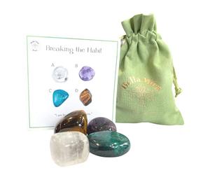 Breaking Habits Crystals - UK Designed 4 Stone Premium Selection for Inner Peace, Harmony, Patience and Energy Comes with Gift Pouch, Wellness Guide & Info Booklet