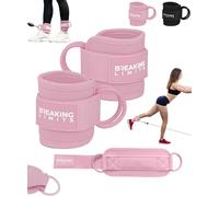 BREAKING LIMITS Ankle Cuffs for Cable Machines - Gym Ankle Straps - Leg Straps - Pink