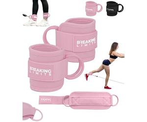 BREAKING LIMITS Ankle Cuffs for Cable Machines - Gym Ankle Straps - Leg Straps - Pink
