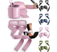 Breaking Limits Gym Straps Weight Lifting Wrist Wraps Bundle - Workout Lifting Straps for Deadlift - Wrist Straps for Weightlifting Men & Women - Muñequeras Para Gym (Pink)