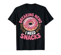 Breaking News I Need Snacks Doughnut Fun Graphic T-Shirt