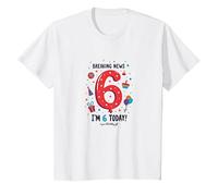 Breaking News: I'm 6 Today! Birthday Gift for 6 Year Old T-Shirt, Kids, White, 8 Years