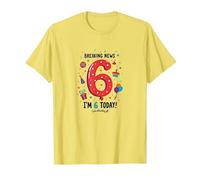 Breaking News: I'm 6 Today! Birthday Gift for 6 Year Old T-Shirt, Men, Lemon, XXL