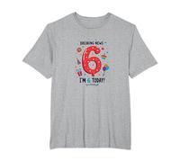 Breaking News: I'm 6 Today! Birthday Gift for 6 Year Old T-Shirt, Men's Big and Tall, Heather Grey, 2X Tall