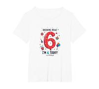 Breaking News: I'm 6 Today! Birthday Gift for 6 Year Old T-Shirt, Women's Plus, White, 2X
