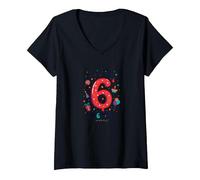 Breaking News: I'm 6 Today! Birthday Gift for 6 Year Old V-Neck T-Shirt, Women, Black, XL