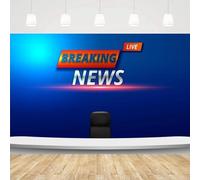 Breaking News Photography Background Broadcast Hall Newscaster TV Talk Show Breaking Media Backdrop Portrait Shooting Poster 440x300CM