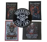 Breaking the Law iron-on patch, heavy metal patch, rocker, iron-on patch, hard rock, iron-on patch, biker, motorcycle, chopper, outlaws patches (BTL set (all 5))