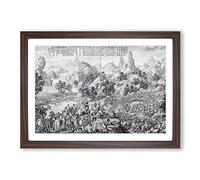 Breaking Through The Siege at Hesui by Lang Shining Framed Print | A2 Walnut Framed Wall Art | Ready to Hang | Modern Nature Picture | Living Room Bedroom Lounge Office