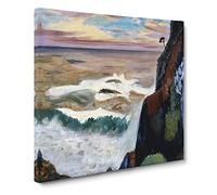Breaking Waves at Daio Misaki by Fujishima Takeji Canvas Print | Gallery Wrapped 30mm Frame Wall Art | 20x20 inches | Ready to Hang | Modern Seascape Picture | Living Room Bedroom Lounge Office