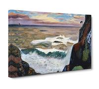 Breaking Waves at Daio Misaki by Fujishima Takeji Canvas Print | Gallery Wrapped 30mm Frame Wall Art | 30x20 inches | Ready to Hang | Modern Seascape Picture | Living Room Bedroom Lounge Office