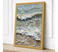 Breaking Waves at Shore Canvas Wall Art Print 18x12 Inch