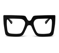 Breaksun Oversized Blue Light Glasses for Women Fashion Thick Square Computer Eyewear Non-Prescription Black Glasses, Black, M