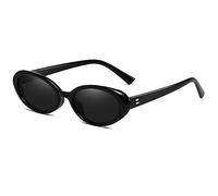 Breaksun Retro Oval Sunglasses for Women Men Fashion Small Oval 90s Vintage Shades, A1 Black/Grey, MM