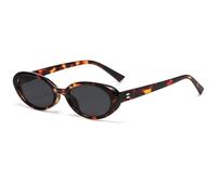 Breaksun Retro Oval Sunglasses for Women Men Small Oval Sunglasses 90s Vintage Shades, Tortoise Brown/Grey, MM