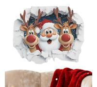 Breakthrough Wall Sticker, Peel and Stick Funny Christmas Cartoon Design | Winter Holidays Home Decoration Sticker - For Study Room Bedroom Living Room Home Dorm Party